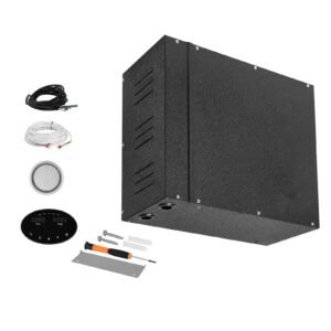 Steam Generator, 9 kW Steam Shower System with Controller for Home Sauna Bath Spa, Commercial Auto Drain Kit with Overheat, Dry-Run & Overpressure Protection, 10 Min to 24h Efficient, Black