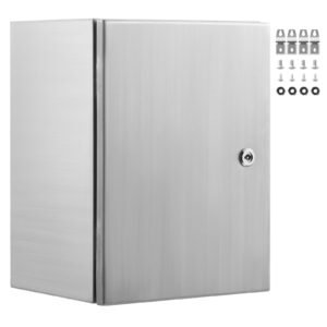 Steel Electrical Box, 24"x 20"x 8", 304 Stainless Steel Electrical Enclosure Box, Wall-Mounted Outdoor Electrical Electronic Equipment Enclosure with Mounting Plate Hinges Lock, IP66 Waterproof