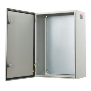 steel electrical box, 27.6 x 19.7 x 9.8 in, cold rolled steel electrical enclosure box, wall mounted outdoor electronic equipment enclosure with mounting plate, hinges, lock, ip66 waterproof