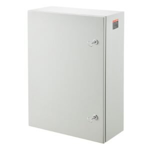 steel electrical box, 27.6 x 19.7 x 9.8 in, cold rolled steel electrical enclosure box, wall mounted outdoor electronic equipment enclosure with mounting plate, hinges, lock, ip66 waterproof