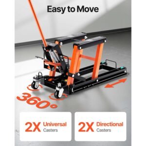 steel hydraulic motorcycle jack stand, 1500 lbs atv scissor lift jack, 4.7" 15" scissor lift jack stand with 4 wheels, hydraulic foot operated hoist stand for motorcycle atv utv powersports