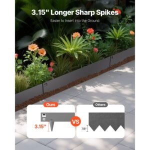 steel landscape edging, 5 packs 39 x 3 in rust resistant metal landscape edging, bendable garden edging border, heavy duty lawn edging, easy to install, flower bed yard pathway divider dark gray