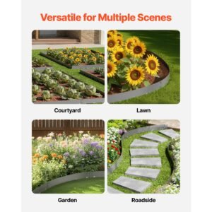 steel landscape edging, 5 packs 39 x 3 in rust resistant metal landscape edging, bendable garden edging border, heavy duty lawn edging, easy to install, flower bed yard pathway divider dark gray
