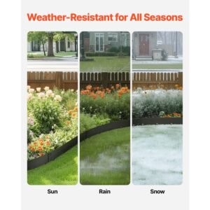 steel landscape edging, 5 packs 39 x 4 in rust resistant metal landscape edging, bendable garden edging border, heavy duty lawn edging, easy to install, flower bed yard pathway divider black