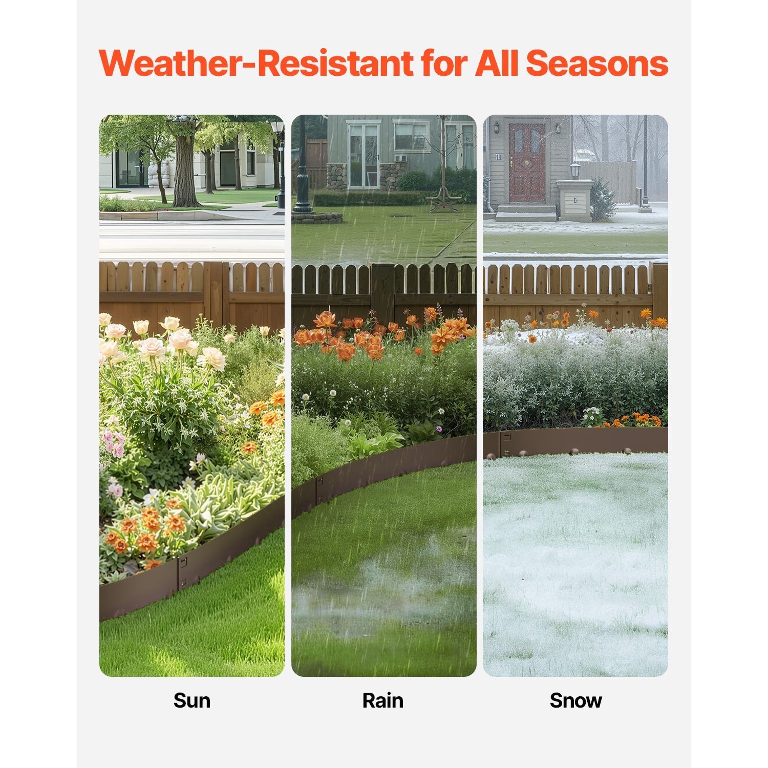 steel landscape edging, 5 packs 39 x 4 in rust resistant metal landscape edging, bendable garden edging border, heavy duty lawn edging, easy to install, flower bed yard pathway divider brown