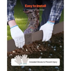 Steel Landscape Edging, 5 Packs 39 x 5 in Rust-Resistant Metal Landscape Edging, Bendable Garden Edging Border, Heavy Duty Lawn Edging, Easy-to-Install, Flower Bed Yard Pathway Divider Brown