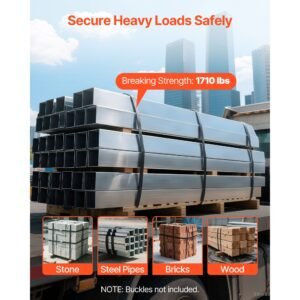 steel strapping coil, 3/4 in x 0.02 in x 300 ft, metal strapping banding roll withstands harsh environment, 1710 lbs break strength, heavy duty banding pallet strap coil for pallet packing