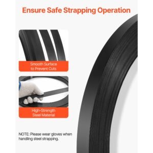 steel strapping coil, 3/4 in x 0.02 in x 300 ft, metal strapping banding roll withstands harsh environment, 1710 lbs break strength, heavy duty banding pallet strap coil for pallet packing