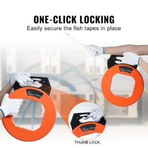 steel wire puller, 240ft, 1/8in, with enhanced housing & handle, simplified cable pulling device, adaptable for wall & electrical conduit wiring, insulated