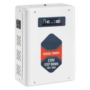 Step Down Voltage Converter, 2000VA, Heavy Duty Voltage Power Converter, 220V to 110V Power Transformer, with 2 US Outlets, USB Output, LCD Display, Temperature Protection, for 110V Appliances