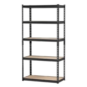 Storage Shelves, 2000 lbs, 5 Tier Garage Storage Shelving, 16" D x 32" W x 62.8" H Adjustable Metal Shelves for Garage Shelves Utility Rack Shelf, Ideal for Kitchen, Warehouse, Basement, Black