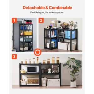 storage shelves, 2000 lbs, 5 tier garage storage shelving, 16" d x 32" w x 72" h adjustable metal shelves for garage shelves utility rack shelf, ideal for kitchen, warehouse, basement, black