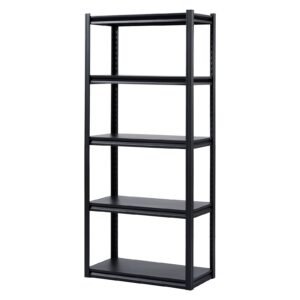 Storage Shelves, 2000 lbs, 5 Tier Garage Storage Shelving, 16" D x 32" W x 72" H Adjustable Metal Shelves for Garage Shelves Utility Rack Shelf, Ideal for Kitchen, Warehouse, Basement, Black