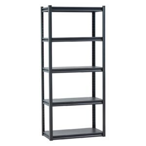 storage shelves, 2000 lbs, 5 tier garage storage shelving, 16" d x 32" w x 72" h adjustable metal shelves for garage shelves utility rack shelf, ideal for kitchen, warehouse, basement, black