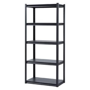 Storage Shelves, 2000 lbs, 5 Tier Garage Storage Shelving, 18" D x 32" W x 72" H Adjustable Metal Shelves for Garage Shelves Utility Rack Shelf, Ideal for Kitchen, Warehouse, Basement, Black