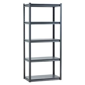 storage shelves, 2000 lbs, 5 tier garage storage shelving, 18" d x 32" w x 72" h adjustable metal shelves for garage shelves utility rack shelf, ideal for kitchen, warehouse, basement, black