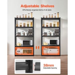 storage shelves, 2000 lbs, 5 tier garage storage shelving, 18" d x 36" w x 72" h adjustable metal shelves for garage shelves utility rack shelf, ideal for kitchen, warehouse, basement, black
