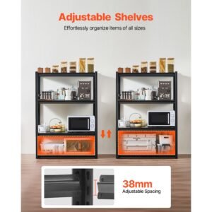 storage shelves, 2400 lbs, 4 tier garage storage shelving, 20" d x 40" w x 57" h adjustable metal shelves for garage shelves utility rack shelf, ideal for kitchen, warehouse, basement, black