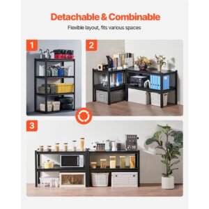 storage shelves, 2400 lbs, 4 tier garage storage shelving, 20" d x 40" w x 57" h adjustable metal shelves for garage shelves utility rack shelf, ideal for kitchen, warehouse, basement, black