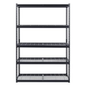 Storage Shelves, 3000 lbs, 5 Tier Heavy Duty Garage Shelving, 24" D x 48" W x 72" H Adjustable Metal Shelves for Industrial Shelving Unit Utility Shelf, for Kitchen, Warehouse, Basement, Black