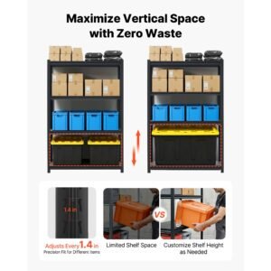 storage shelves, 4 tier adjustable, 2400 lbs capacity, heavy duty garage storage shelving unit, metal utility rack shelf, for garage workshop warehouse basement, 40.55" w x 20.55" d x 60.2" h