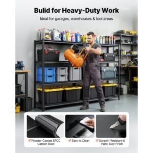 storage shelves, 4 tier adjustable, 2400 lbs capacity, heavy duty garage storage shelving unit, metal utility rack shelf, for garage workshop warehouse basement, 40.55" w x 20.55" d x 60.2" h
