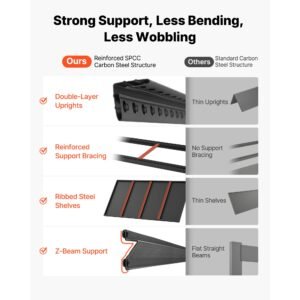 storage shelves, 4 tier adjustable, 2400 lbs capacity, heavy duty garage storage shelving unit, metal utility rack shelf, for garage workshop warehouse basement, 40.55" w x 20.55" d x 60.2" h