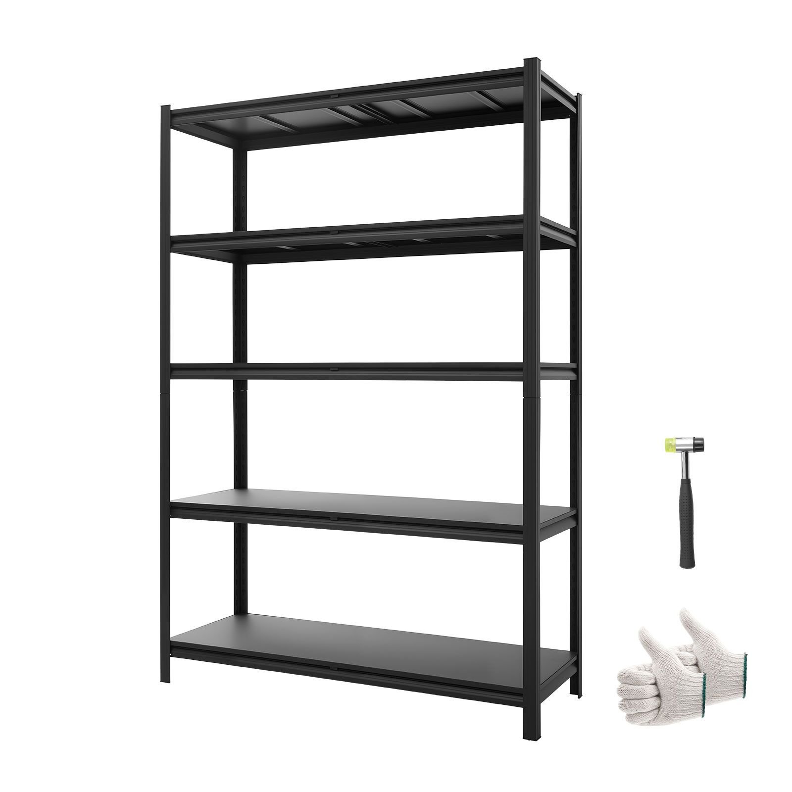 storage shelves, 5 tier adjustable, 2500 lbs capacity, heavy duty garage storage shelving unit, metal utility rack shelf, for garage warehouse basement kitchen, 48.43" w x 18.31" d x 71.38" h