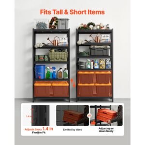storage shelves, 5 tier adjustable, 3000 lbs capacity, heavy duty garage storage shelving unit, metal utility rack shelf, for garage warehouse basement kitchen, 36.42" w x 16.42" d x 71.38" h
