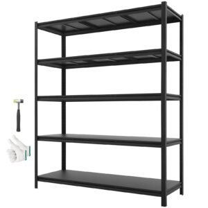 Storage Shelves, 5-Tier Adjustable, 3000 lbs Capacity, Heavy Duty Garage Storage Shelving Unit, Metal Utility Rack Shelf, for Garage Workshop Warehouse Basement, 59.49" W x 20.55" D x 71.38" H