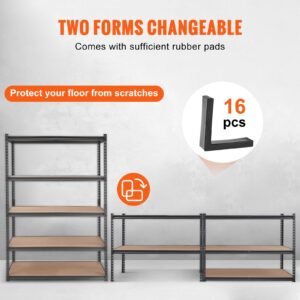 storage shelving unit, 5 tier adjustable, 2000 lbs capacity, heavy duty garage shelves metal organizer utility rack, black, 18" d x 48" w x 72" h for kitchen pantry basement bathroom laundry