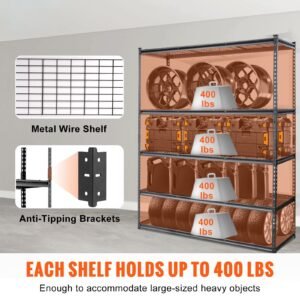 storage shelving unit, 5 tier adjustable, 2000 lbs capacity, heavy duty garage shelves metal organizer wire rack, black, 60" l x 24" w x 78" h for kitchen pantry basement bathroom laundry closet