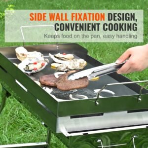 stove top griddle, 23.5"x16" pre seasoned stainless steel griddle, rectangular double burner griddle pan, non stick family pan cookware with handles and oil groove, for bbq, gas grills, silver