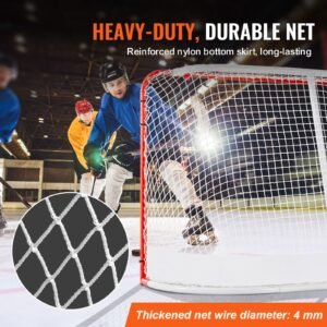 street hockey net, indoor outdoor steel hockey goal, official regulation pro hockey training goal set, portable hockey goal with net, easy assemble, 72" x 48", white/red