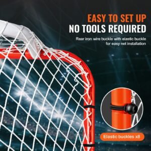 street hockey net, indoor outdoor steel hockey goal, official regulation pro hockey training goal set, portable hockey goal with net, easy assemble, 72" x 48", white/red
