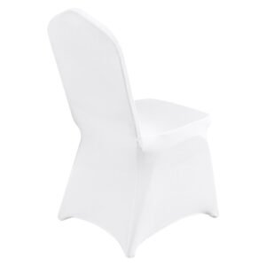 stretch spandex folding chair covers, universal fitted arched front cover, removable washable protective slipcovers, for wedding, holiday, banquet, party, celebration, dining (100pcs white)