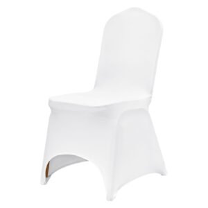 Stretch Spandex Folding Chair Covers, Universal Fitted Arched Front Cover, Removable Washable Protective Slipcovers, for Wedding, Holiday, Banquet, Party, Celebration, Dining (100PCS White)