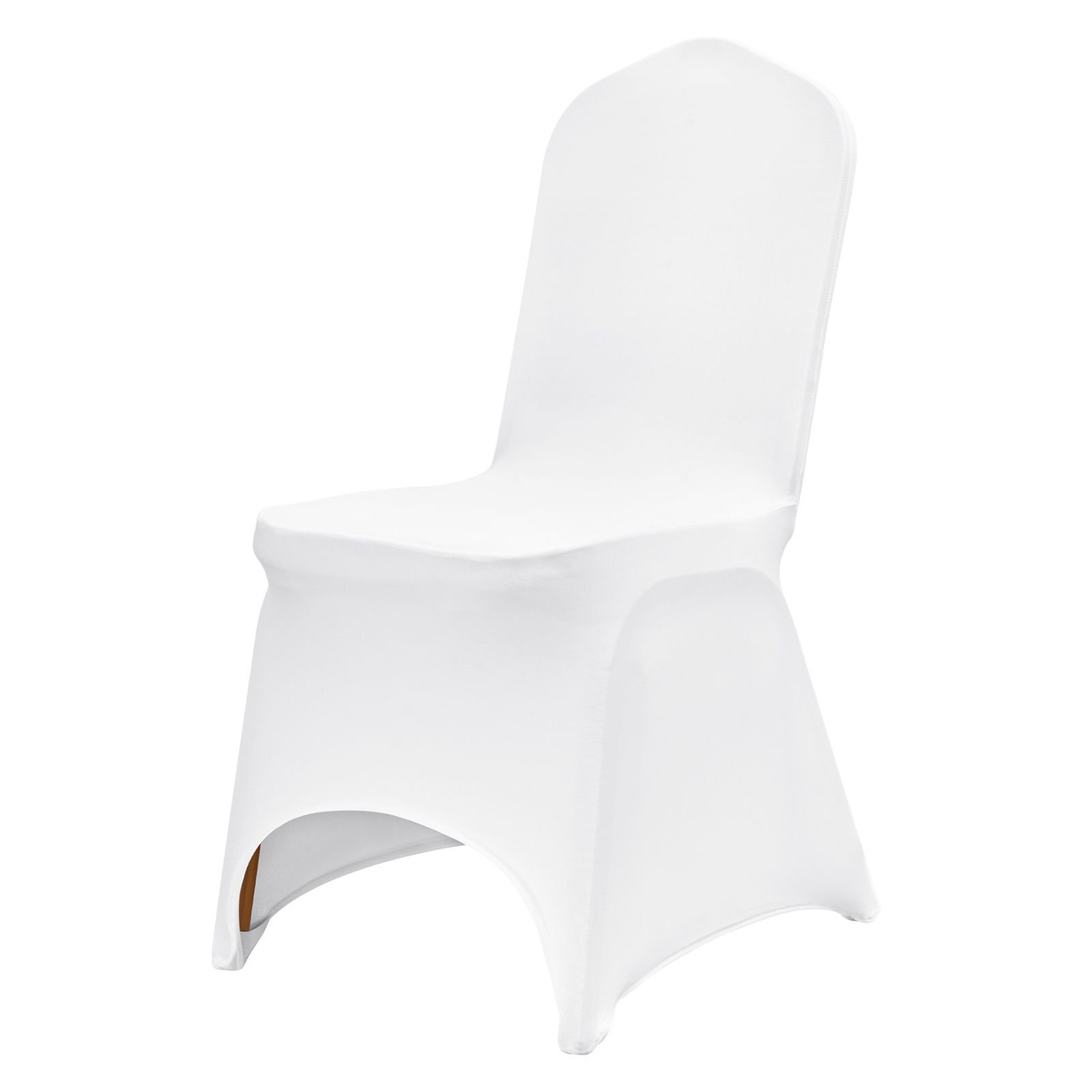 stretch spandex folding chair covers, universal fitted arched front cover, removable washable protective slipcovers, for wedding, holiday, banquet, party, celebration, dining (100pcs white)
