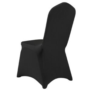 stretch spandex folding chair covers, universal fitted arched front cover, removable washable protective slipcovers, for wedding, holiday, banquet, party, celebration, dining (50pcs black)