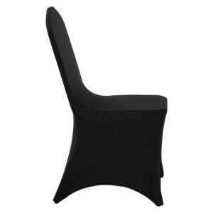 stretch spandex folding chair covers, universal fitted arched front cover, removable washable protective slipcovers, for wedding, holiday, banquet, party, celebration, dining (50pcs black)