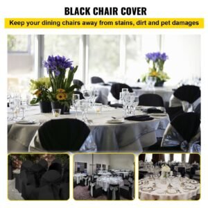 stretch spandex folding chair covers, universal fitted arched front cover, removable washable protective slipcovers, for wedding, holiday, banquet, party, celebration, dining (50pcs black)