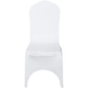 stretch spandex folding chair covers, universal fitted arched front cover, removable washable protective slipcovers, for wedding, holiday, banquet, party, celebration, dining (50pcs white)