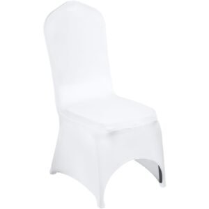 Stretch Spandex Folding Chair Covers, Universal Fitted Arched Front Cover, Removable Washable Protective Slipcovers, for Wedding, Holiday, Banquet, Party, Celebration, Dining (50PCS White)