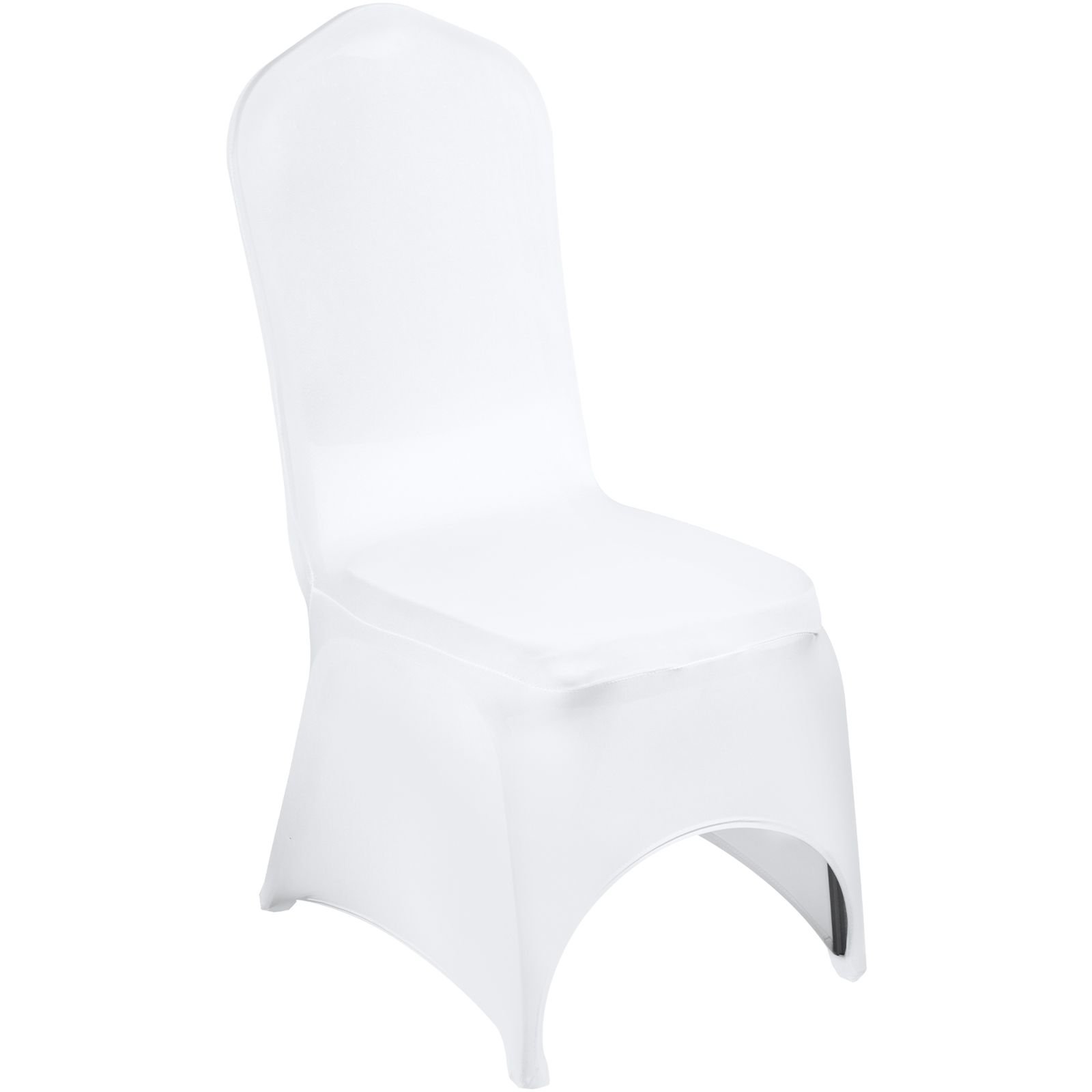 stretch spandex folding chair covers, universal fitted arched front cover, removable washable protective slipcovers, for wedding, holiday, banquet, party, celebration, dining (50pcs white)