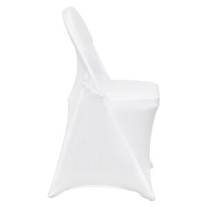 stretch spandex folding chair covers, universal fitted chair cover, removable washable protective slipcovers, for wedding, holiday, banquet, party, celebration, dining (100pcs white)