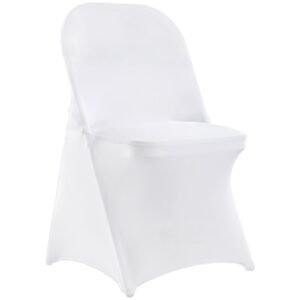stretch spandex folding chair covers, universal fitted chair cover, removable washable protective slipcovers, for wedding, holiday, banquet, party, celebration, dining (12pcs white)