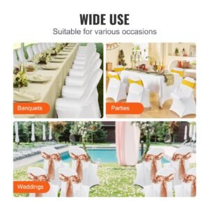 stretch spandex folding chair covers, universal fitted chair cover, removable washable protective slipcovers, for wedding, holiday, banquet, party, celebration, dining (12pcs white)