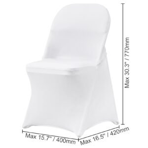 stretch spandex folding chair covers, universal fitted chair cover, removable washable protective slipcovers, for wedding, holiday, banquet, party, celebration, dining (12pcs white)
