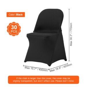 Stretch Spandex Folding Chair Covers, Universal Fitted Chair Cover, Removable Washable Protective Slipcovers, for Wedding, Holiday, Banquet, Party, Celebration, Dining (30PCS Black)