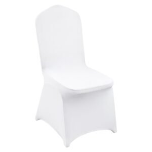 stretch spandex folding chair covers, universal fitted chair cover, removable washable protective slipcovers, for wedding, holiday, banquet, party, celebration, dining (30pcs white)